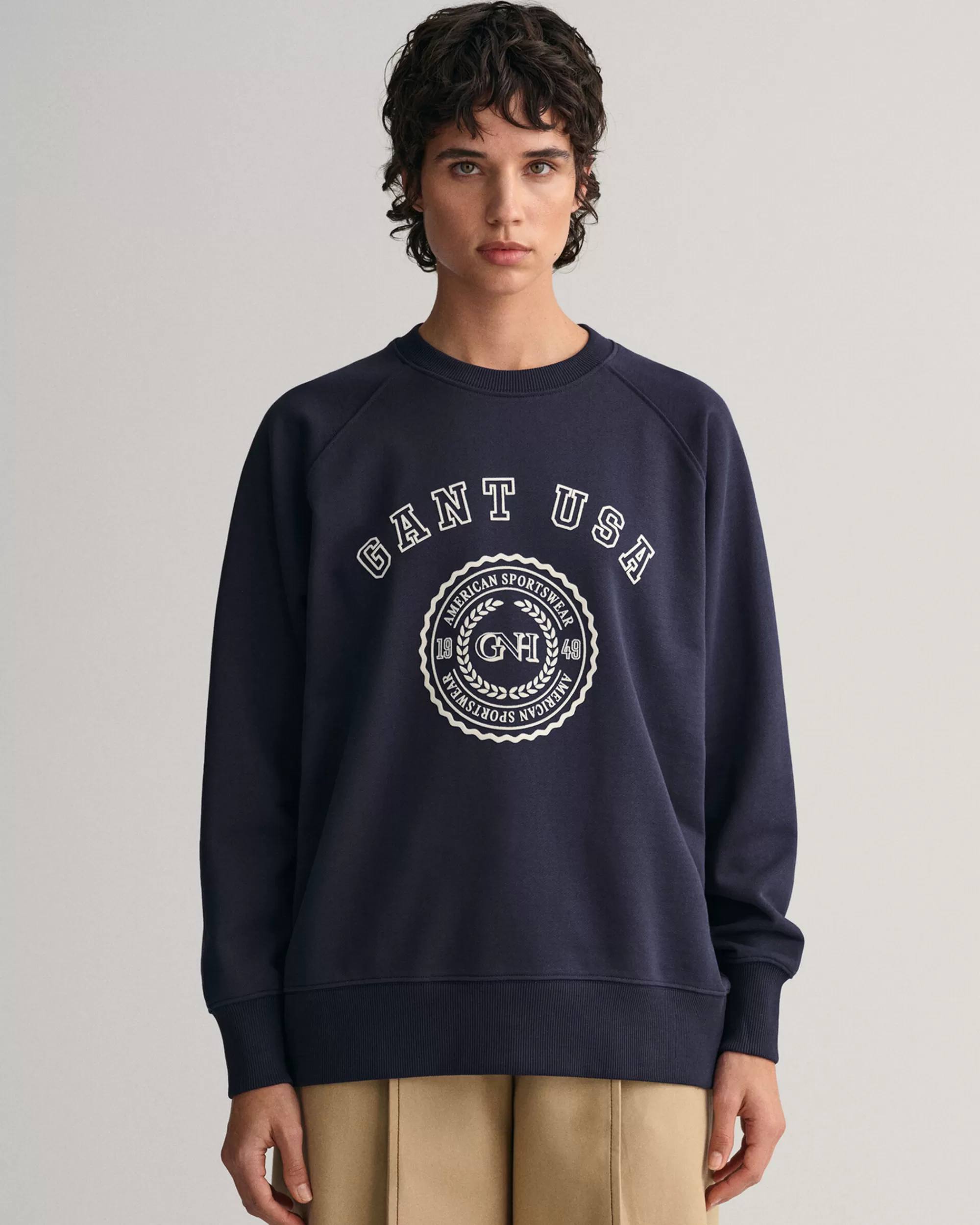 Hupparit & Collegepaidat^GANT Oversized Fit -Mitoitettu Usa -Collegepaita Jossa Pyorea Paantie Evening Blue