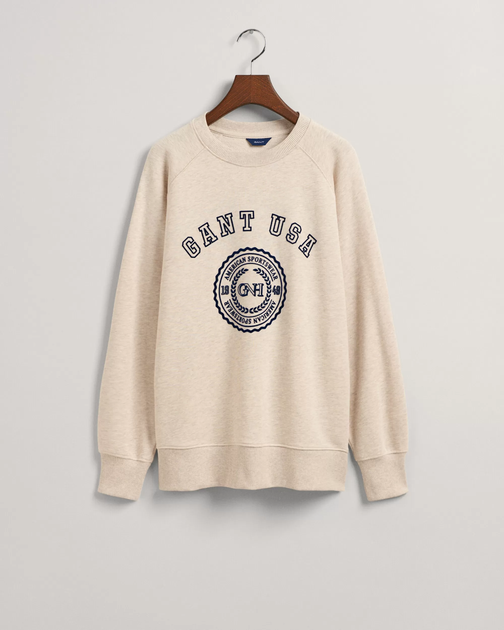 Hupparit & Collegepaidat^GANT Oversized Fit -Mitoitettu Usa -Collegepaita Jossa Pyorea Paantie Light Beige Melange