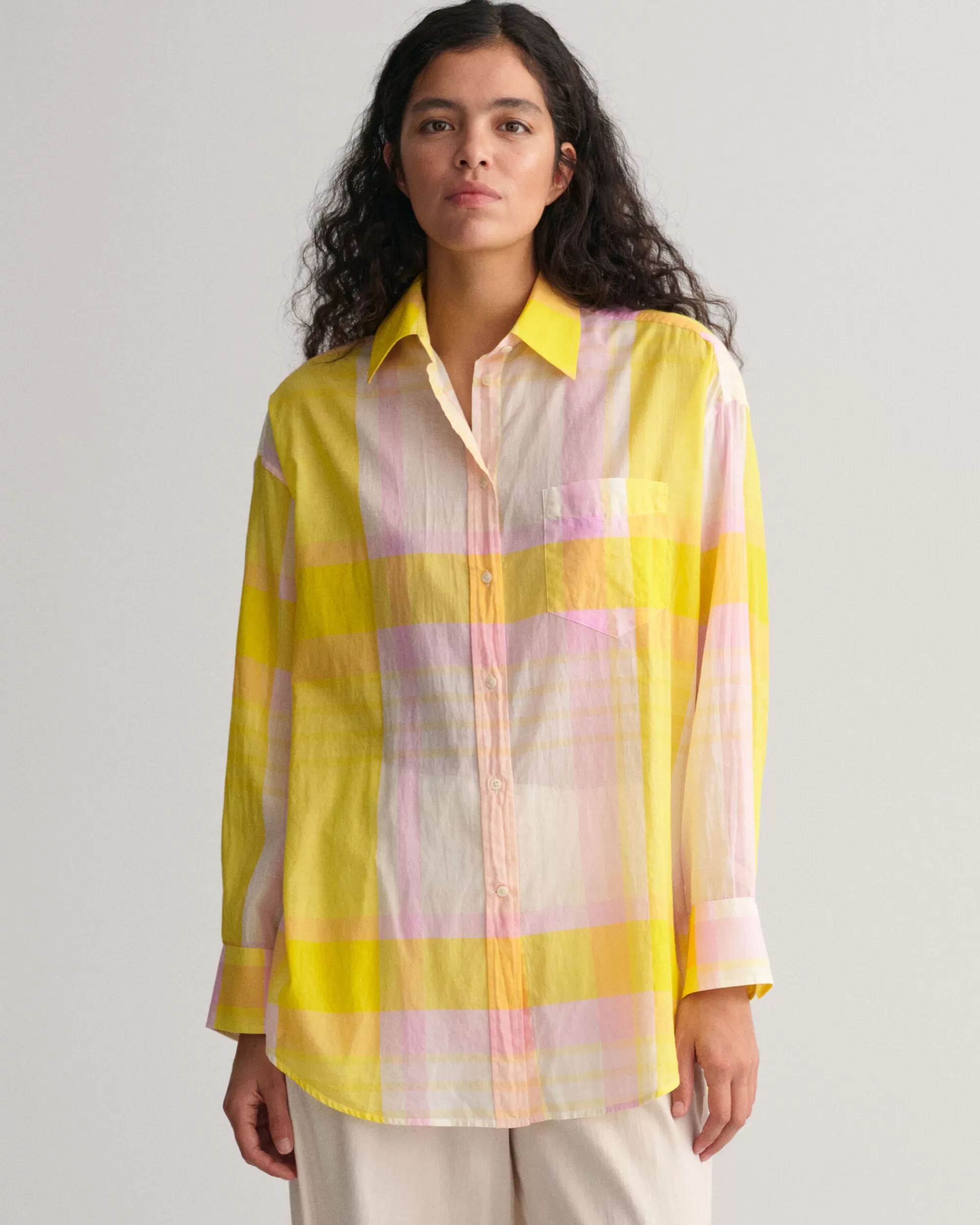 Paidat^GANT Oversized Fit -Mitoitettu Madraspaita Canary Yellow