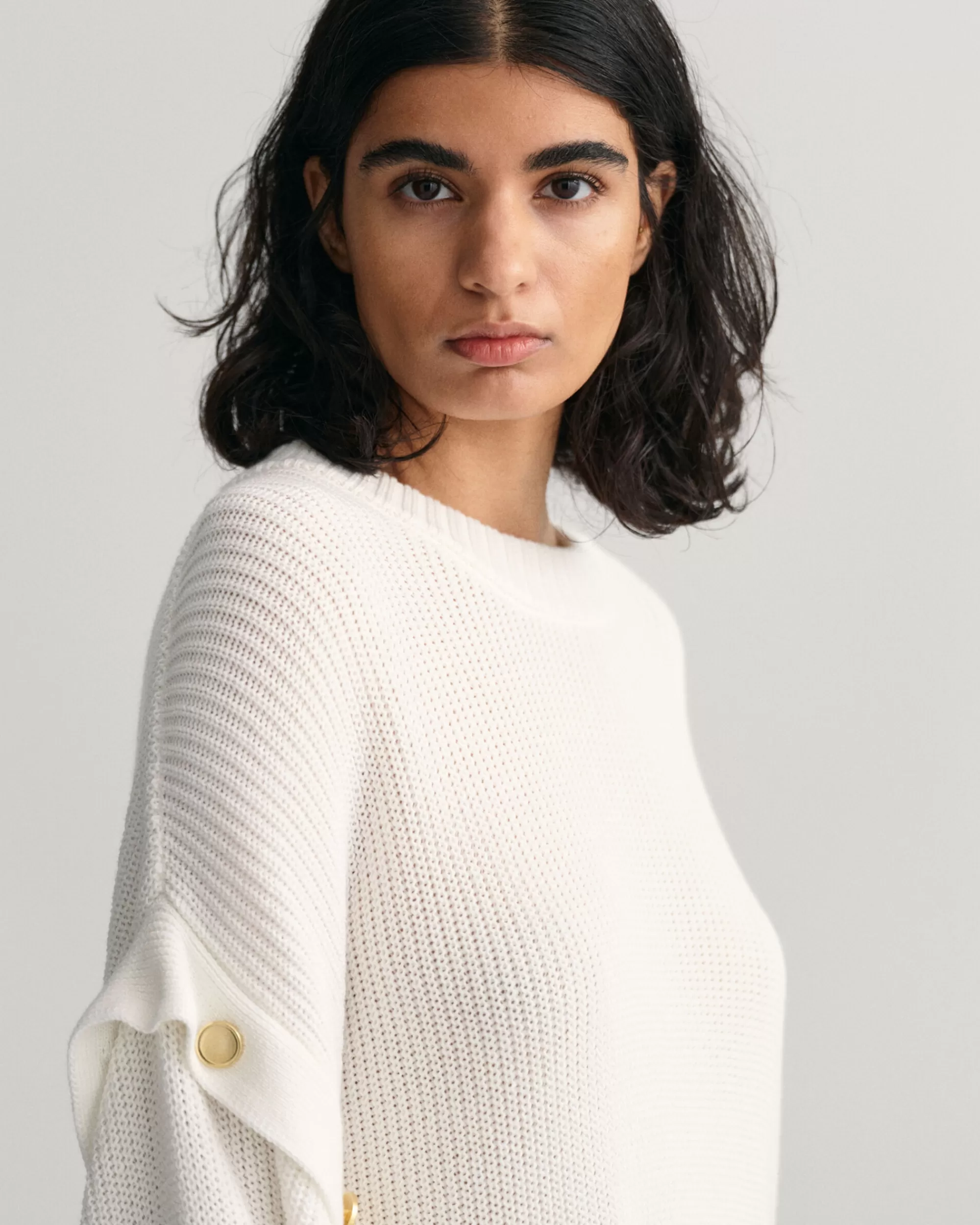 Neuleet^GANT Oversized Fit -Mitoitettu Raidallinen Neulepusero Jossa Pyorea Paantie Cream