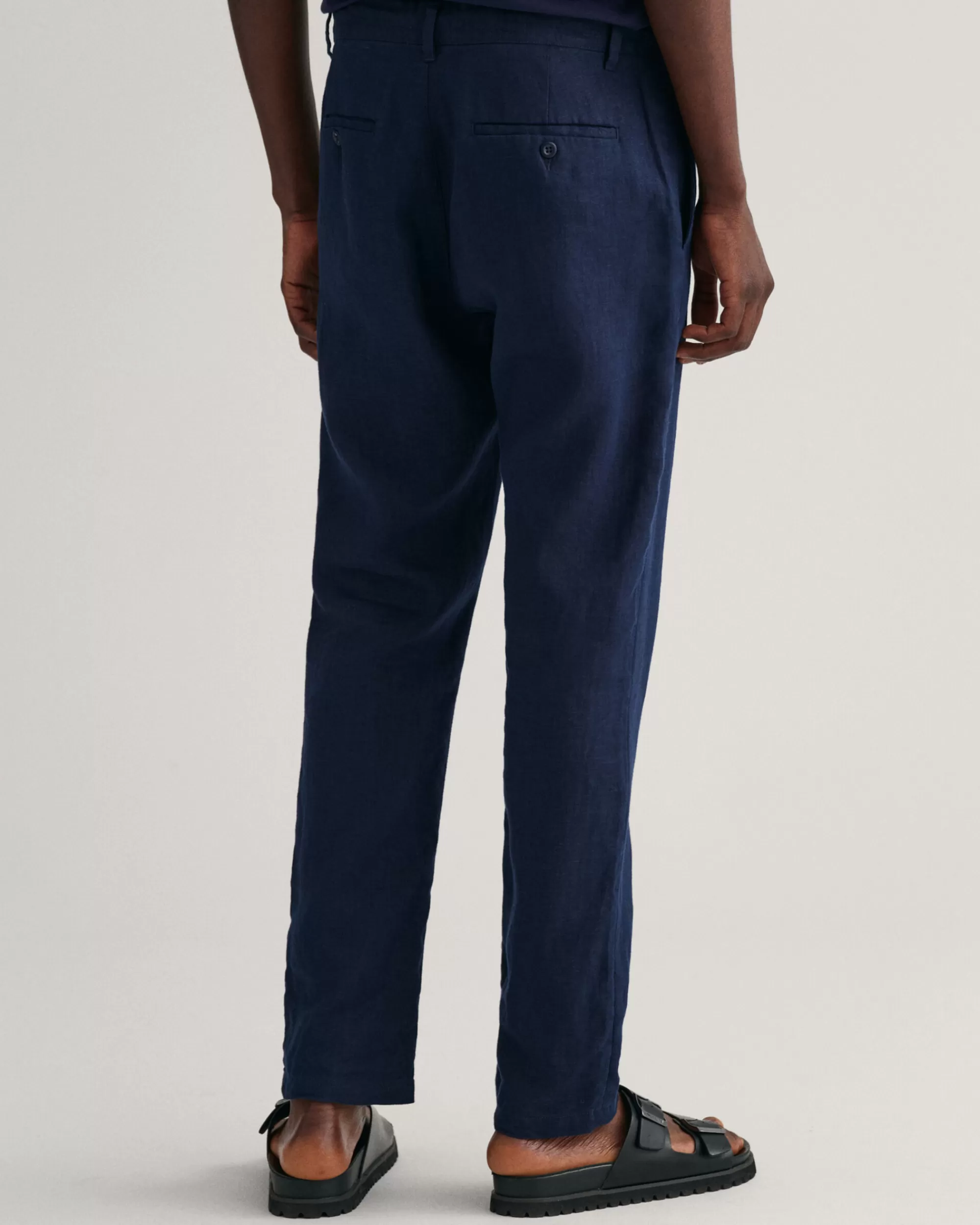 Housut^GANT Relaxed Fit ‑Mitoitetut Kiristysnyorilliset Pellavahousut Marine