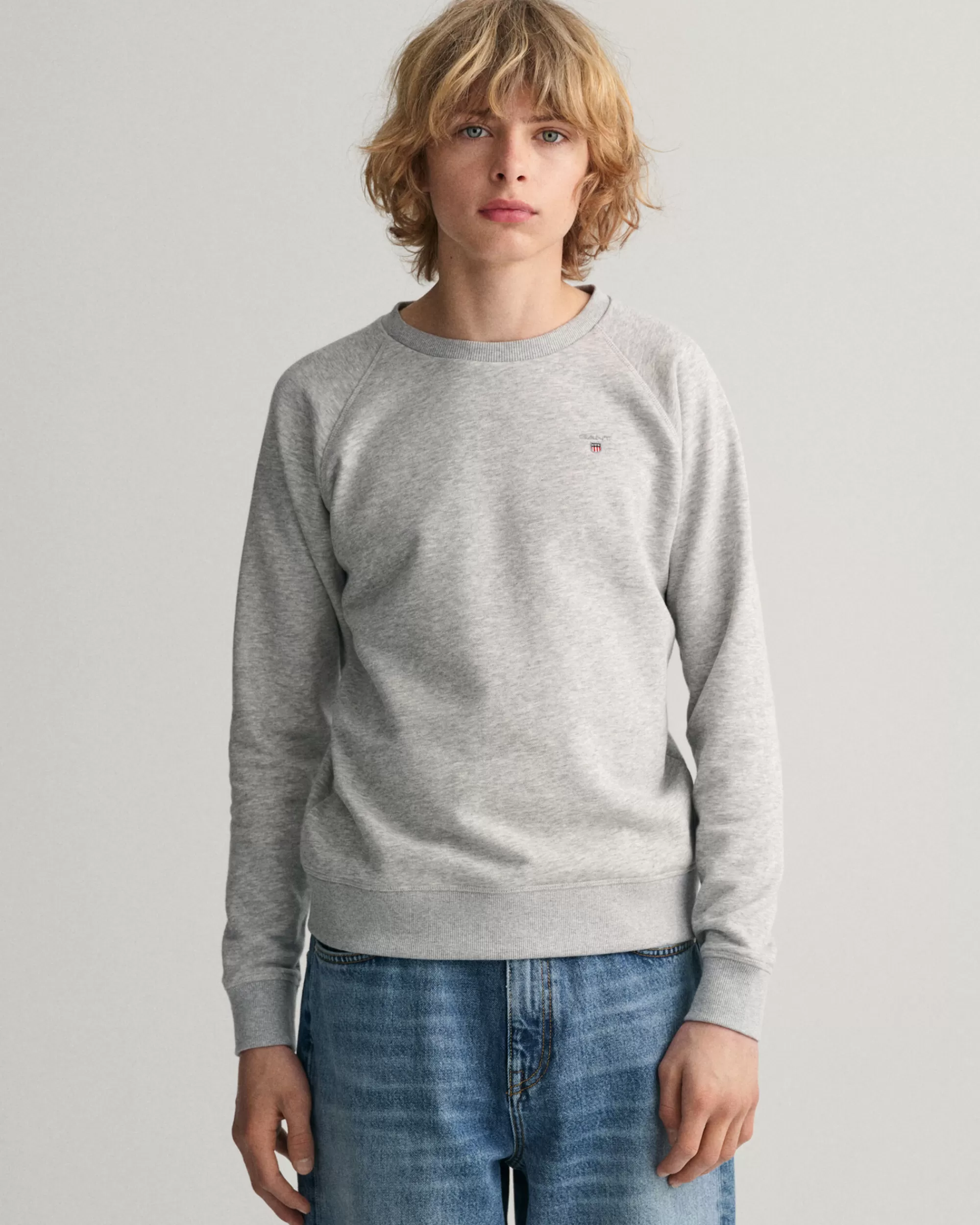 Collegepaidat & Hupparit^GANT Teen Boys ‑Malliston Original‑Collegepaita Pyorea Paantie Light Grey Melange
