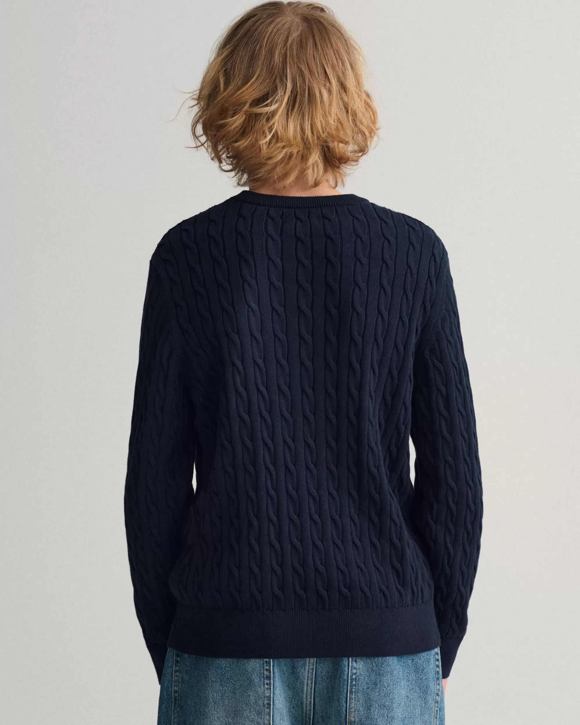 Neuleet^GANT Teen Boys ‑Malliston Puuvillainen Palmikkoneulepusero Pyorea Paantie Evening Blue