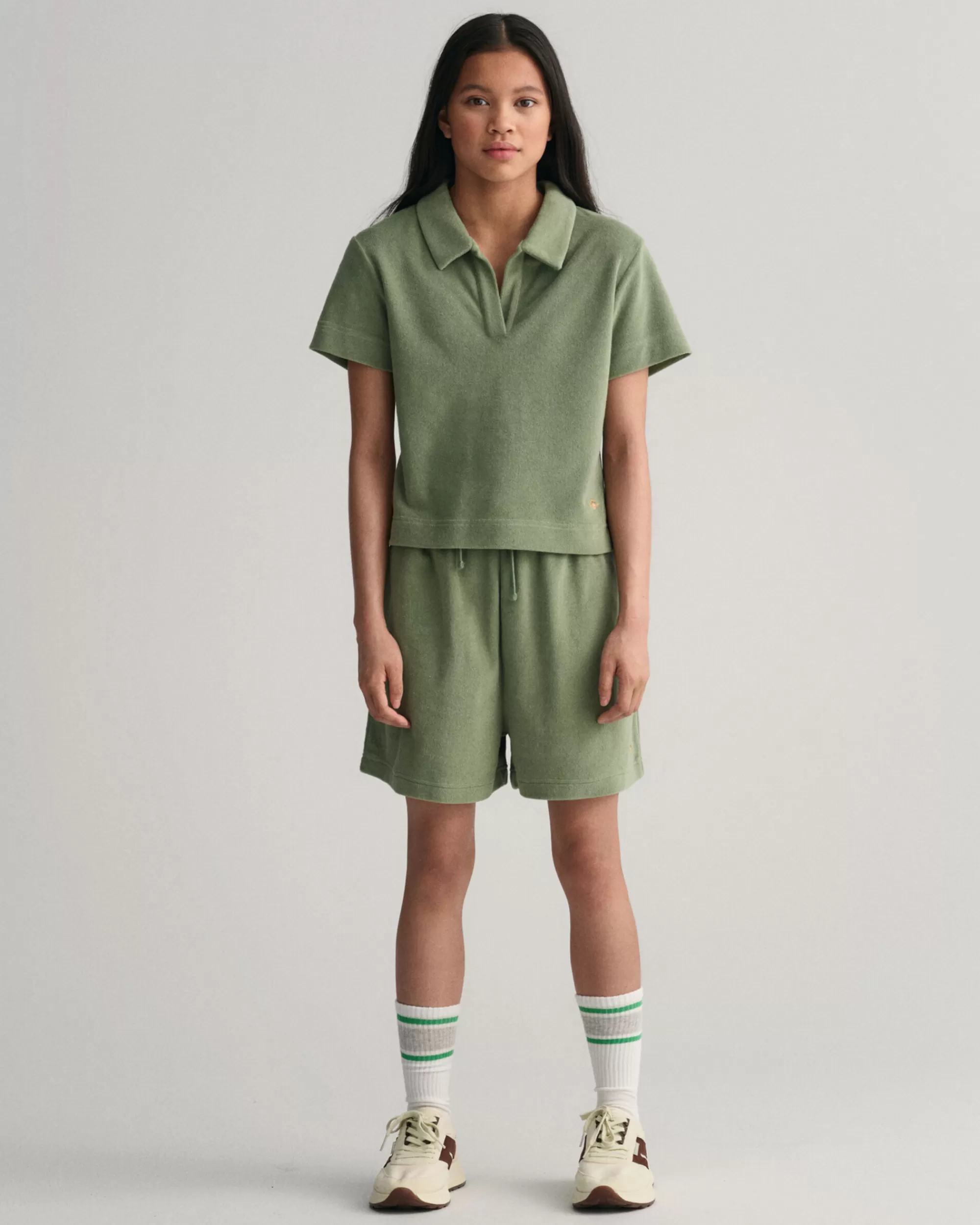 Housut^GANT Teen Girls -Malliston KorkeaVyötaroiset Terry Cloth -Shortsit Kalamata Green