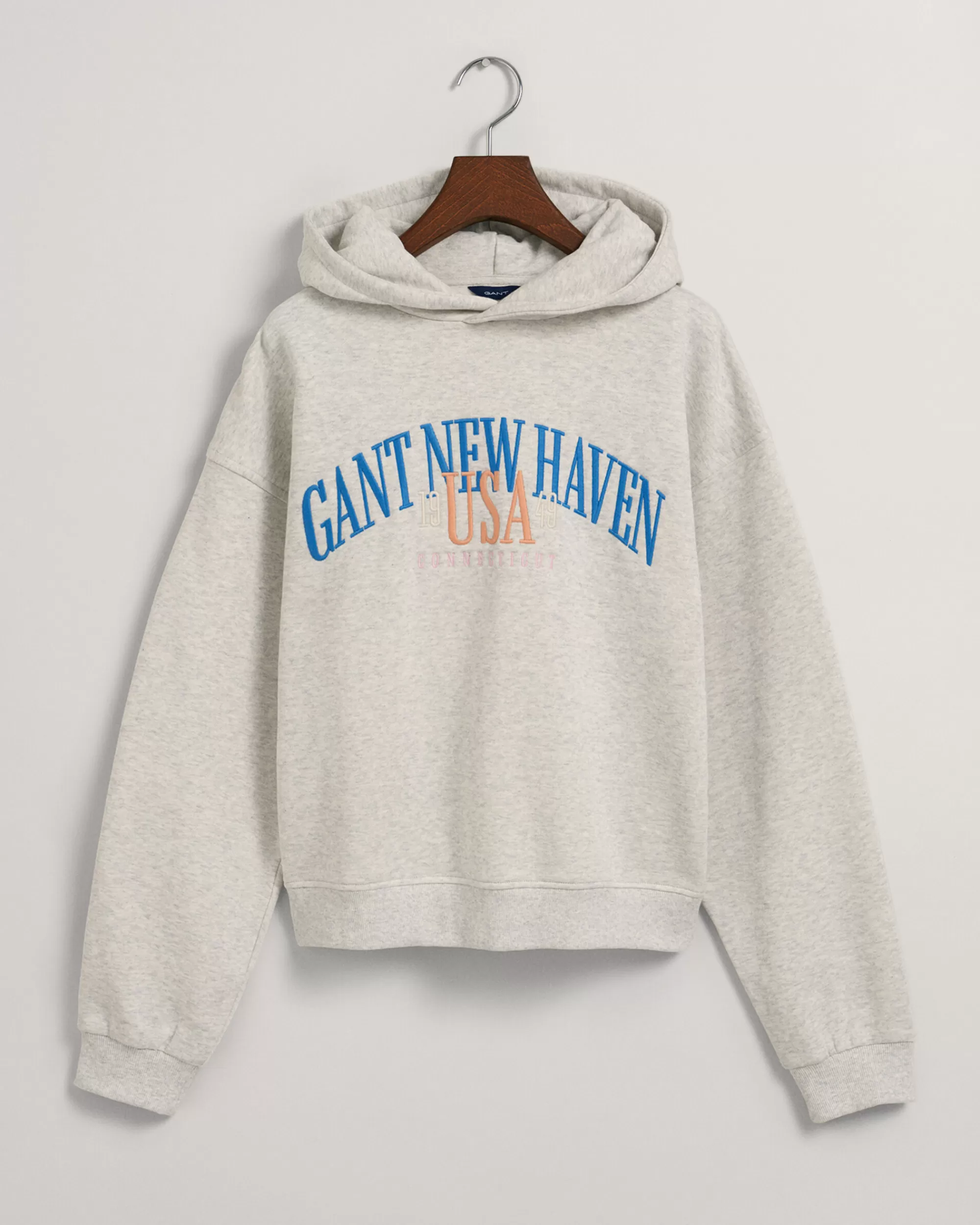 Collegepaidat & Hupparit^GANT Teen Girls -Malliston Oversized Fit -Mitoitettu Usa -Huppari Winter Grey Melange
