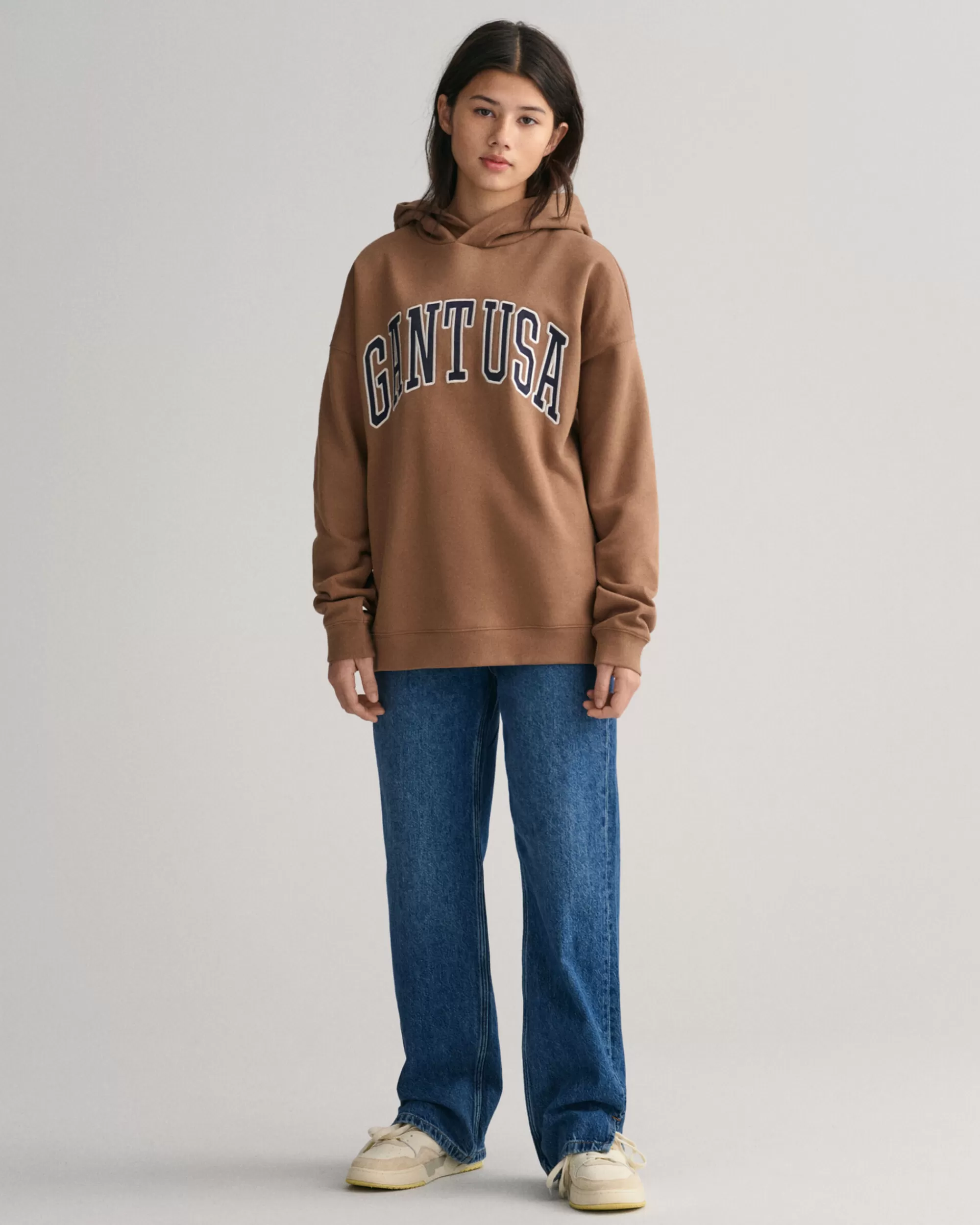 Collegepaidat & Hupparit^GANT Teens-Malliston Oversized Fit -Mitoitettu Usa -Huppari Cocoa Brown